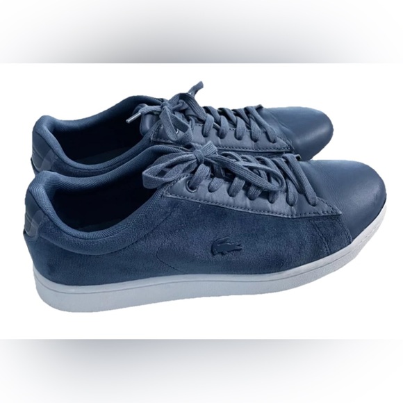 Lacoste Carnaby Evo Velvet & Leather Trainers Women’s 9 /Eur 40.5 Navy Blue RARE - Picture 3 of 8